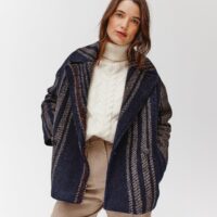 Manteau rayé en laine mélangée Promod