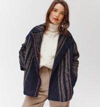 Manteau rayé en laine mélangée Promod