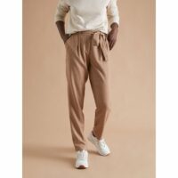 Pantalon ceinturé lainage pied de puce Etam