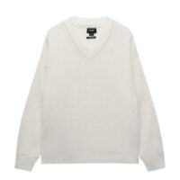 Pull Coupe Ample à Col En V Blanc Pull&Bear