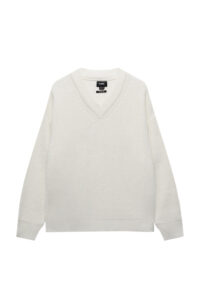 Pull Coupe Ample à Col En V Blanc Pull&Bear