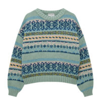 Pull En Maille Jacquard Vert Pull&Bear