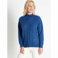 Pull à torsades col montant avec laine Simone Perele