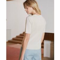 Pull manches courtes en laine et soie bande transparente Rodier