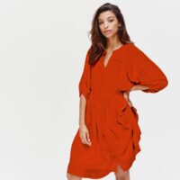 Robe bohème en crépon brodé Promod