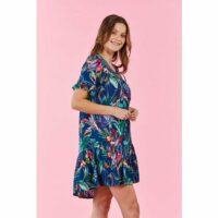 Robe courte en viscose imprimé tropical SENSATION Galeries Lafayette