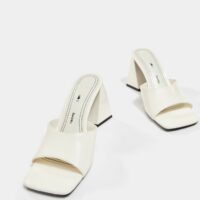 Sandales Talon Large Femme 36 Blanc Bershka