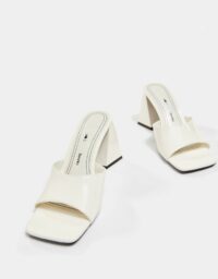 Sandales Talon Large Femme 36 Blanc Bershka