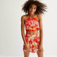 Short en satin à motifs fleurs tropicales Undiz