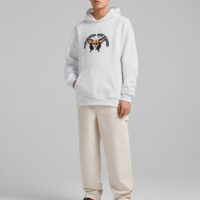 Sweat Capuche Oversize Imprimé Homme M Blanc Bershka