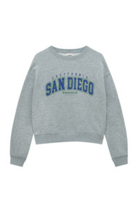 Sweat à Manches Longues Gris Pull&Bear