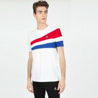 T-shirt col rond manches courtes tricolore Le Coq Sportif