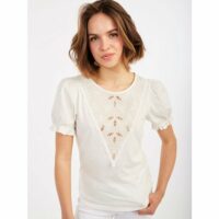 Tee shirt manches courtes col en dentelle Naf Naf