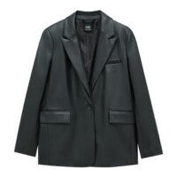 Veste Tailleur En Similicuir Noir Pull&Bear