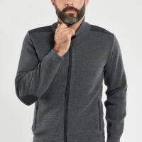 Cardigan "Carnac" - maille haute densité Homme Gris chiné Armor Lux