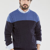 Pull maille torsadée Deauville - coton Homme Navire/Obscur Armor Lux