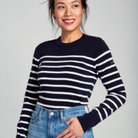 Pull marin rayé "Briac" - laine mérinos Femme Rich Navy/Milk Armor Lux