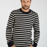 Pull marin rayé "Fouesnant" - laine Homme Rich navy/Nature Armor Lux