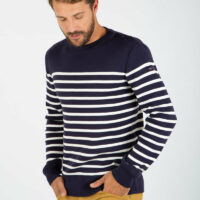 Pull marin rayé "Groix" - coton Homme NAVIRE/MILK Armor Lux