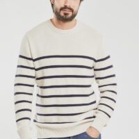 Pull rayé fantaisie - coton Homme Dune Clair/Navire Armor Lux