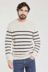 Pull rayé fantaisie - coton Homme Dune Clair/Navire Armor Lux