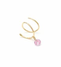 Anneau double martelé - or 18 carats et saphir côté droit Rose YAY Paris