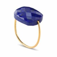 Bague Or jaune Coussin Oversize Lapis Lazuli Jaune Morganne Bello