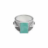 Bague argent pierre amazonite et onyx vernis R7 Gris Henko