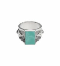 Bague argent pierre amazonite et onyx vernis R7 Gris Henko