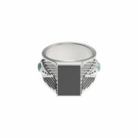 Bague argent pierre onyx et amazonite vernis R7 Gris Henko