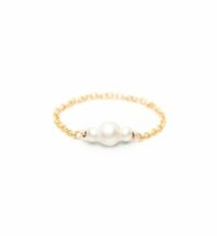 Bague chaînette chance - perles de culture Blanc YAY Paris