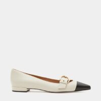 Ballerines plates Milly pointues bicolores cuir Beige Lk Bennet