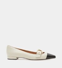 Ballerines plates Milly pointues bicolores cuir Beige Lk Bennet