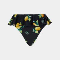 Bas de maillot de bain tanga Lime volants Noir Noholita