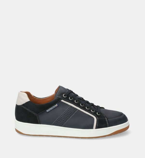 Baskets basses Harrison en cuir gras Bleu Mephisto