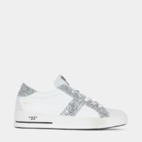 Baskets basses Rika cuir et paillettes Blanc SMR