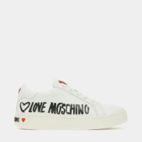 Baskets basses coeur graffiti Blanc Love Moschino