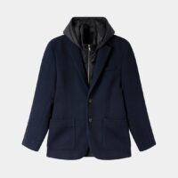 Blazer Constant en laine à capuche Bleu Figaret