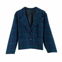 Blazer à carreaux vintage en laine 1980s fabriqué en France Bleu CrushOn