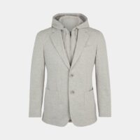 Blazer ajusté chiné parementure amovible capuche Gris Hackett London