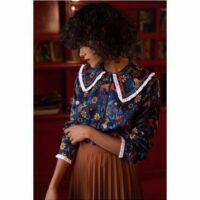 Blouse claudine imprimé JAIPUR MON AMOUR Bleu Soi Paris