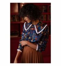 Blouse claudine imprimé JAIPUR MON AMOUR Bleu Soi Paris