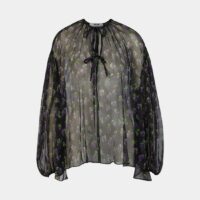 Blouse fluide voile soie imprimé raisins Noir MSGM