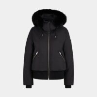 Blouson bomber Cory rembourré capuche fourrure véritable Noir Mackage