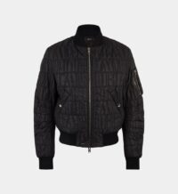 Blouson bomber nylon siglé all-over Noir Amiri