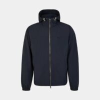 Blouson coupe vent capuche logo Bleu Maison Kitsuné