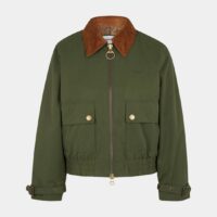 Blouson court Elliot Barbour x Alexachung Vert Barbour