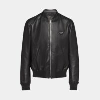 Bomber en cuir nappa Noir Prada