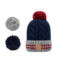 Bonnet à Pompons Interchangeables Creamy Gin New Navy Bleu Cabaïa
