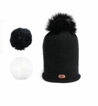 Bonnet à Pompons Interchangeables Hydromel Noir Noir Cabaïa